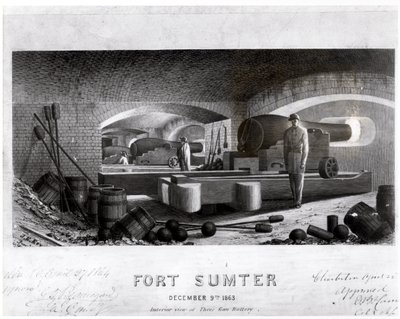 Fort Sumter, Binnenaanzicht van Drie Kanon Batterij, december 1863 door John Ross Key